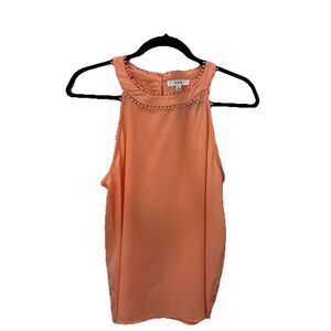 E&M Peach Pink Orange Sleeveless Keyhole Tank Top Blouse Womens Size L